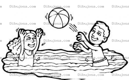 Dibujo para colorear Colorear Novios Jugando Pelota En El Agua