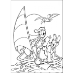Dibujo para colorear Colorear al pato donald y a mimi navegando en u velero