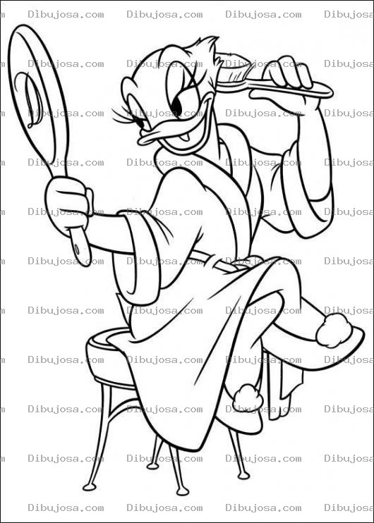Dibujo para colorear Colorear a la pata Daisy peinandose