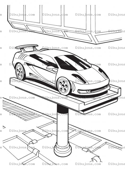 Dibujo para colorear Dibujo De Un Coche Deportivo En Un Taller Automotriz Para Pintar Y Colorear