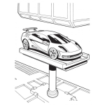 Dibujo para colorear Dibujo De Un Coche Deportivo En Un Taller Automotriz Para Pintar Y Colorear