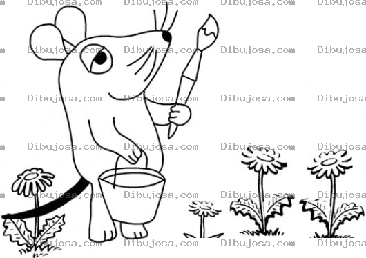 Dibujo para colorear Dibujo De Raton Pintor Para Colorear