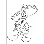 Dibujo para colorear Pintar a Pato Donald vestido de Charro Mexicano