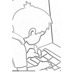 Dibujo para colorear Dibujo De Un Nino Haciendo Sus Tareas Para Colorear