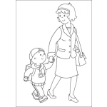 Dibujo para colorear Caillou caminando a la escuela