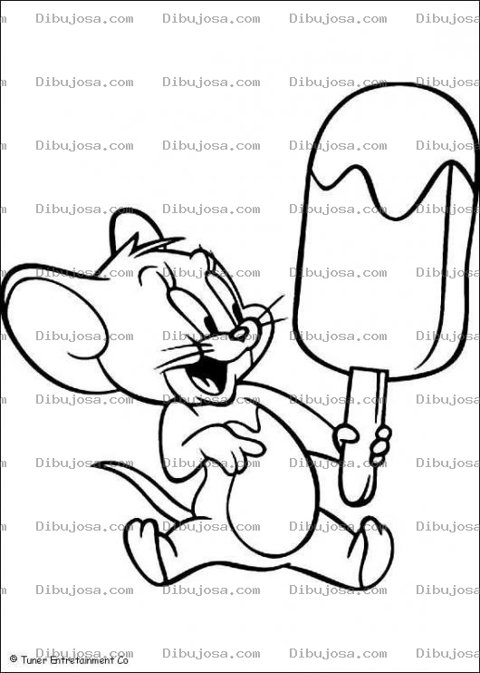 Dibujo para colorear Pintar a Jerry comiendo helado