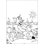 Dibujo para colorear Colorear a tom y jerry en la playa