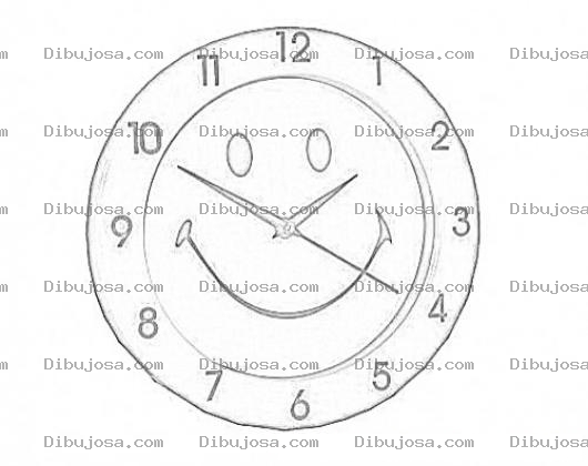 Dibujo para colorear Reloj De Pared De Carita Feliz Para Pintar Y Colorear