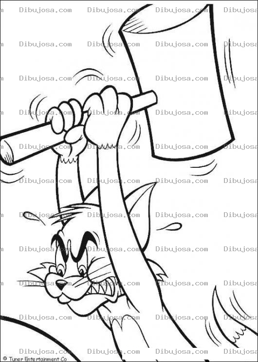 Dibujo para colorear Colorear a Tom con un martillo