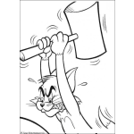 Dibujo para colorear Colorear a Tom con un martillo