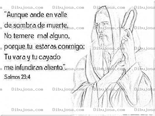Dibujo para colorear Aunque Ande En Valle De Sombra De Muerte No Temere Mal Alguno Porque Tu Estaras Conmigo Salmos 23 4