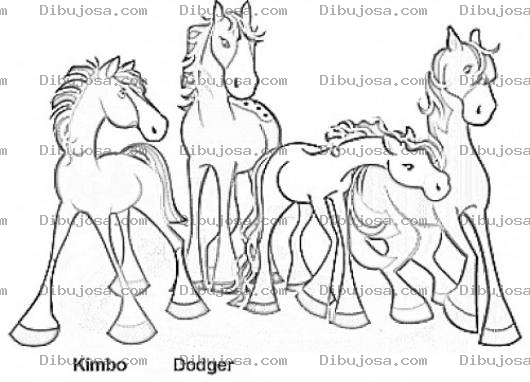 Dibujo para colorear Dibujo De Caballitos Kimbo Dodger Angel Y Shadow Para Pintar Y Colorear