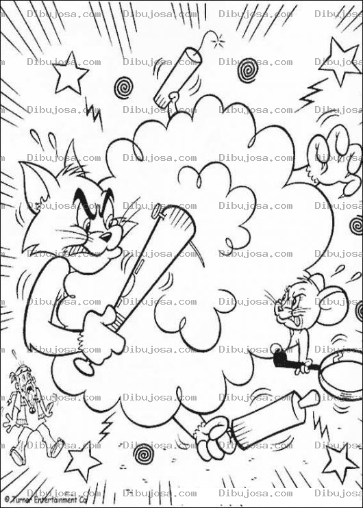 Dibujo para colorear Colorear a Tom y Jerry peleando
