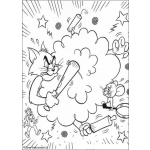 Dibujo para colorear Colorear a Tom y Jerry peleando