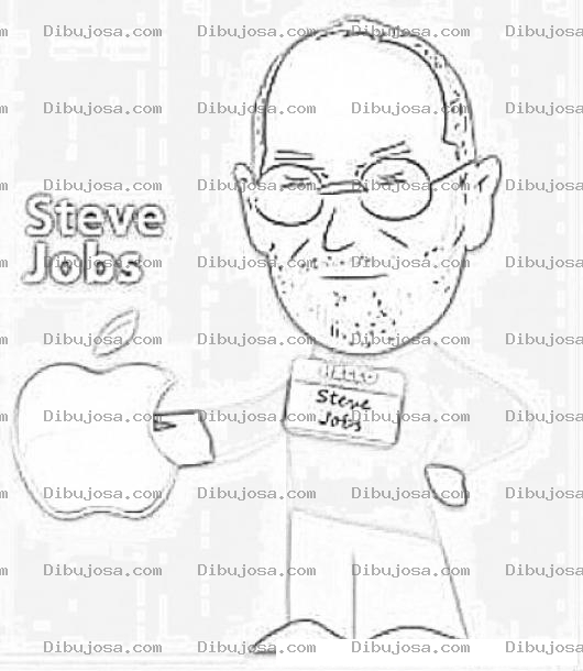 Dibujo para colorear Steve Jobs En Caricatura Para Pintar Y Colorear