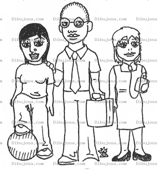 Dibujo para colorear Hombre Con Dos Mujeres Para Pintar Y Colorear