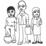 Dibujo para colorear Hombre Con Dos Mujeres Para Pintar Y Colorear