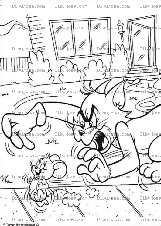 Dibujo para colorear Pintar a Tom persiguiendo a Jerry