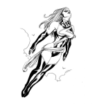 Dibujo para colorear Colorear Heroina Mujer Super Heroe Volando Por Los Cielos