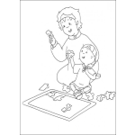 Dibujo para colorear Caillou armando un rompecabezas