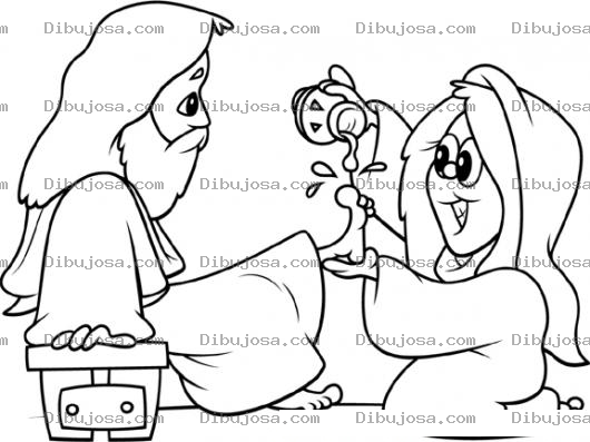 Dibujo para colorear JESUS Con La Mujer Del Perfume Para Pintar Y Colorear