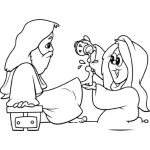 Dibujo para colorear JESUS Con La Mujer Del Perfume Para Pintar Y Colorear