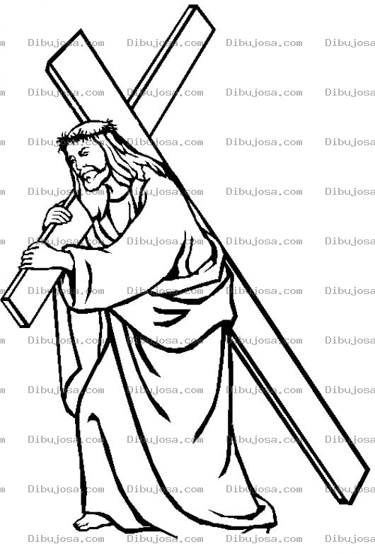 Dibujo para colorear Dibujo De JESUS Cargando La Pesada Cruz