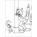 Dibujo para colorear Colorear a Jerry asustado por Tom