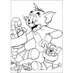 Dibujo para colorear Dibujo para pintar a Tom y Jerry en Navidad