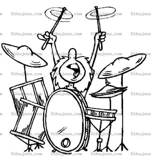 Dibujo para colorear Colorear Bateriista Tocando La Bateria