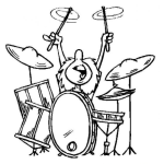 Dibujo para colorear Colorear Bateriista Tocando La Bateria
