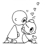 Dibujo para colorear Beso De Hermanitos Para Pintar Y Colorear