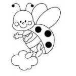 Dibujo para colorear Dibujo De Una Mariquita Sobre Una Nube Para Colorear