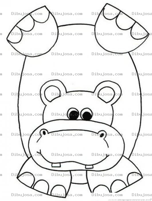 Dibujo para colorear Dibujo De Hipopotamo Haciendo Paradillas Para Pintar Y Colorea
