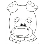 Dibujo para colorear Dibujo De Hipopotamo Haciendo Paradillas Para Pintar Y Colorea