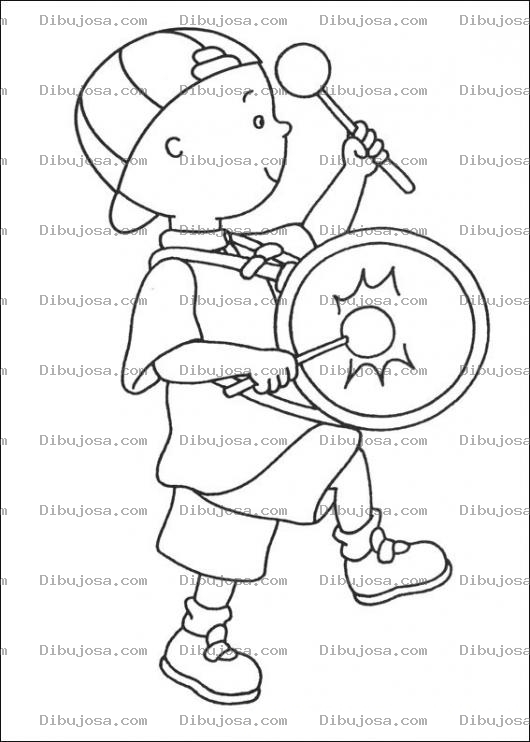 Dibujo para colorear Caillou tocando el tambor