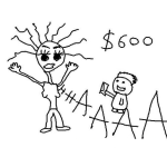 Dibujo para colorear Dibujo De Una Mujer Feliz Recibiendo Un Sobre Con Su Primer Cheque De Adsense De 600 Dolares Para Pintar Y Colorear