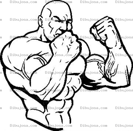 Dibujo para colorear Luchador Pelon Fuerte Y Musculoso Para Colorear Y Pintar