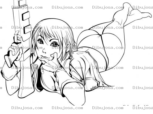 Dibujo para colorear Dibujo De Chica Guerrillera Para Pintar Y Colorear