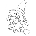 Dibujo para colorear Dibujo De Brujita Volando En Una Escoba Para Colorear