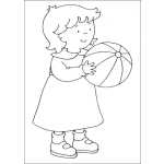 Dibujo para colorear Rossie la hermana de caillou con una pelota