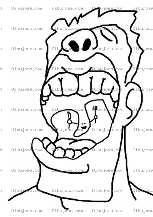 Dibujo para colorear Dibujo De Boca Abierta Mostrando La Campanita De La Lengua Para Colorear Y Pintar
