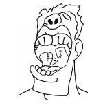 Dibujo para colorear Dibujo De Boca Abierta Mostrando La Campanita De La Lengua Para Colorear Y Pintar