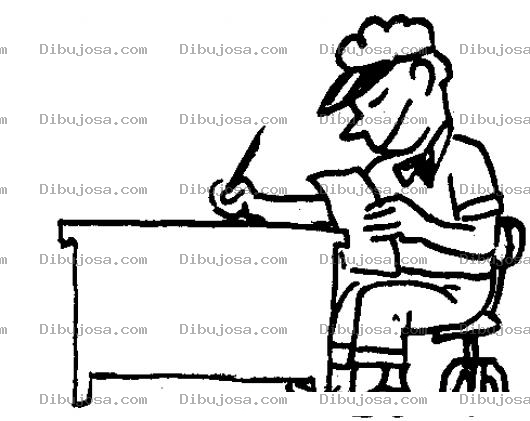 Dibujo para colorear Dibujo De Oficial Escribiendo Su Reporte En El Escritorio Para Colorear