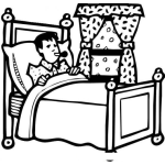 Dibujo para colorear Dibujo De Enfermo Con Termometro Acostado En Su Cama Para Colorear
