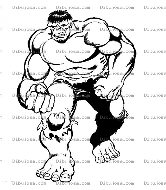 Dibujo para colorear Dibujo El Incrible Hulk Para Pintar Y Colorear