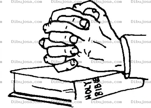 Dibujo para colorear Dibujo De Manos Sobre La Biblia Para Colorear