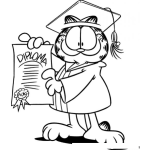 Dibujo para colorear Dibujo De Garfield Con Toga Y Diploma En Acto De Graduacion Para Colorear Como Tarjeta