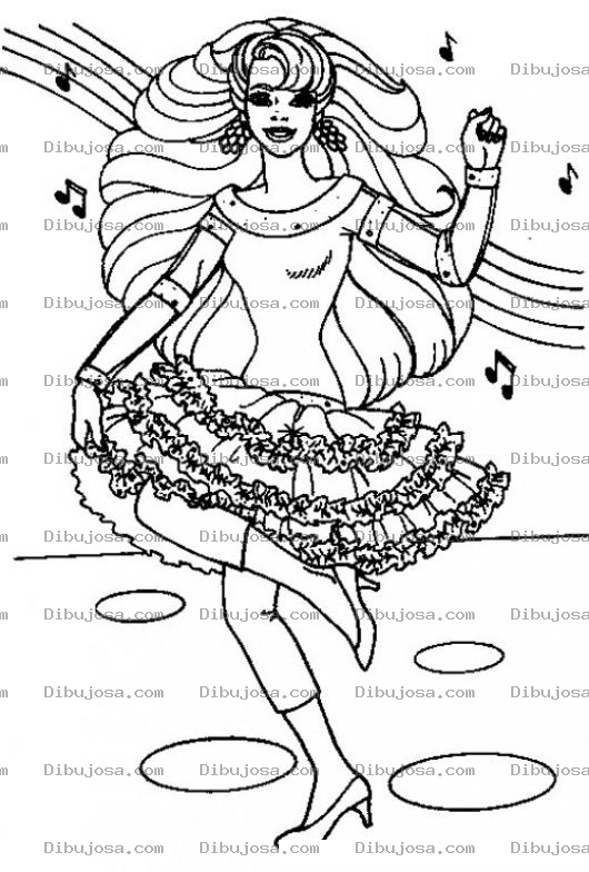 Dibujo para colorear Colorear a Barbie bailando