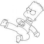 Dibujo para colorear Dibujo De Bart Simpson Tirando Una Patada De Karate Para Colorear